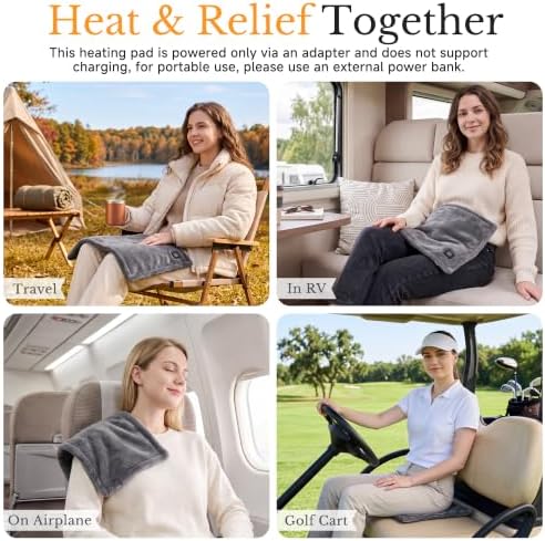 USB Mini Heating Pad for Travel with 3 Heat Settings & Auto Off