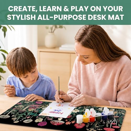 Aesthetic Desk Mat, Cute Woodland Mushroom Desk Pad Protector for Work & Decor, 31.5" x 11.8", Pretty Non-Slip Extended Mouse Pad for Office or Home