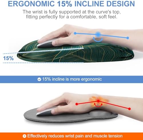 Mouse Pad with Wrist Rest, Comfortable Memory Foam Wrist Rest for Computer Keyboard, Ergonomic Mouse Pad Set for Easy Typing & Pain Relief for Office & Home, Green