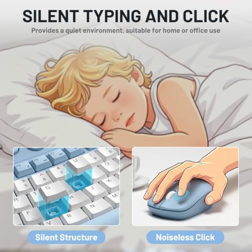 Wireless Keyboard and Mouse Combo Silent for Office,Ergonomic Curved Design