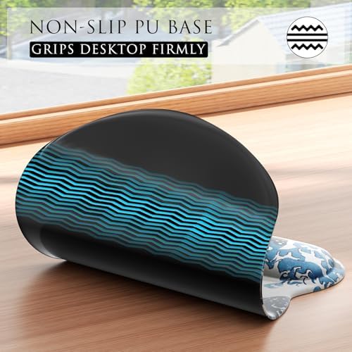 MROCO Ergonomic Mouse Pad with Gel Wrist Rest, 9.4 x 8.1 in, Great Wave