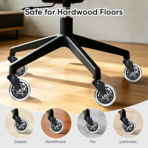Office Chair Wheels - Replacement Rubber Wheels - Universal Fit 3" Casters