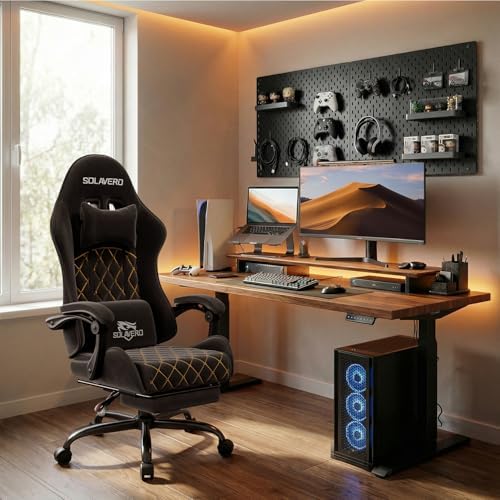 HLDIRECT Massage Recliner Gaming Chair with Footrest for Adults, Black
