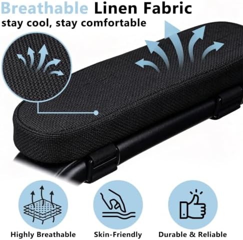 Office Chair Arm Pads, Breathable Linen Cover, 9.5" × 3.2" × 1.2"