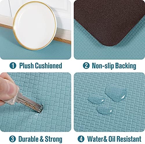 Carvapet 17x39 Anti Fatigue Mat Waterproof Ergonomic Standing Desk Rug Teal
