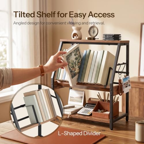 HOOBRO Desk Shelf, 3-Tier Desktop Bookshelf, Tabletop Organizer Storage