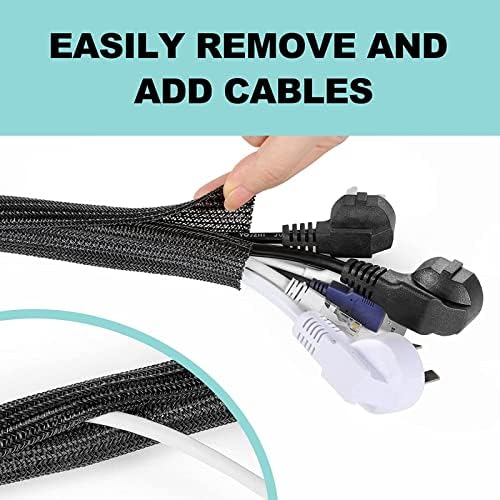 AGPTEK Cable Sleeve, 10ft - 1.5 inch Cable Management Cord Hider, Black
