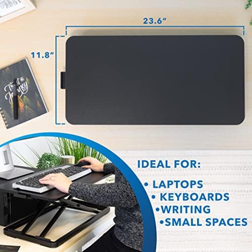 Mount-It! Standing Keyboard Tray, Height Adjustable Keyboard and Mouse Riser for Desk, Sit Stand Keyboard Platform, Large 23.6" x 11.8” Surface for Keyboard, Mouse or Laptop