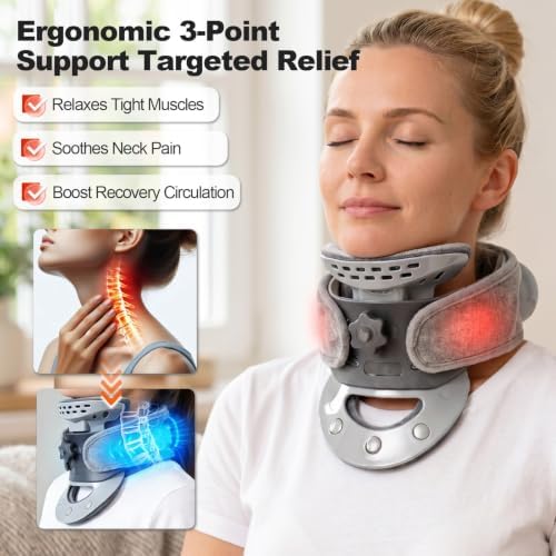 Cervical Neck Traction Device - Adjustable Neck Stretching with Heating Pad