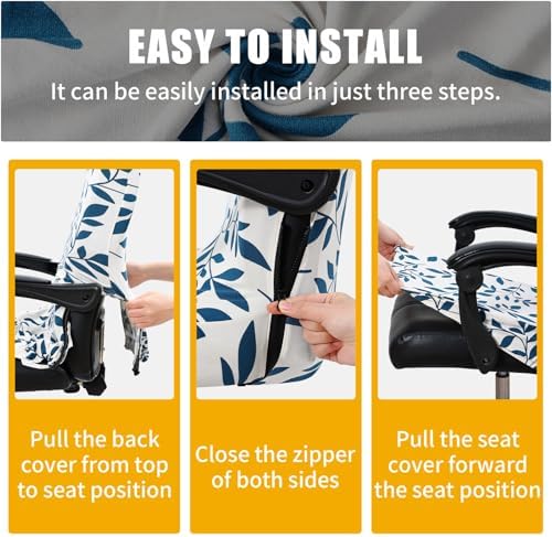 Smiry Office Computer Chair Cover with Armrest Covers, Teal and White