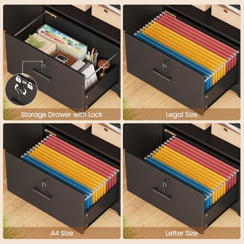 SEDETA 57" L Shaped Standing Desk, Sit Stand Office Desk with Storage Hutch