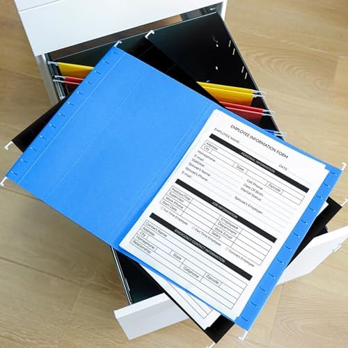 pmybupo Hanging File Folders,25 Pack Letter Size Black Hanging File Folders with 1/5-Cut Tabs,11 Point Paper Stock,Bulk for Filing Cabinet