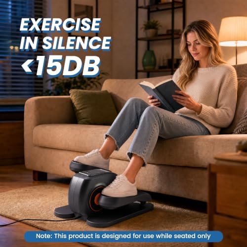 Under Desk Elliptical, Electric Leg Exerciser for Seniors, 12 Adjustable Speeds Quiet and Portable Pedal Exerciser for Home Fitness with Manual & Auto Mode, No Assembly