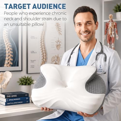 Pillow for Neck Pain Relief, Ergonomic Pillow for Neck Pain