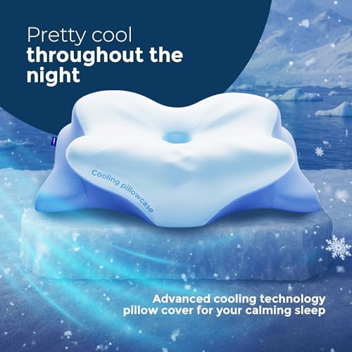 Derila Ergo Pillowcase Cervical Neck Pillow for Sleeping Pillow Case Contour Memory Foam Pillows for Back, Side Sleeper (Pillowcase - 21.25 x 14.17 x 4.72 in) Pillow Case only