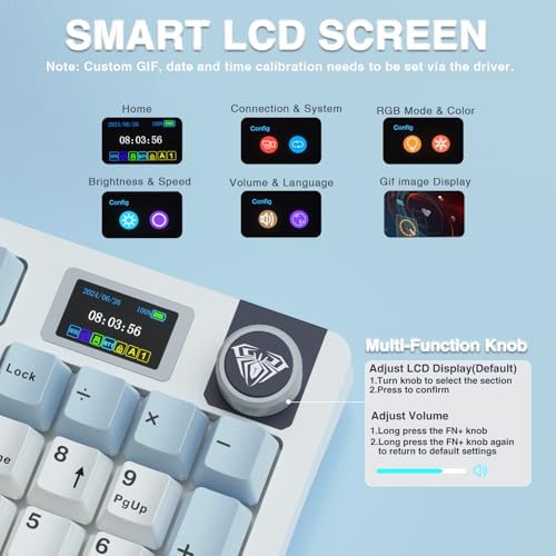 AULA S98 Pro Wireless Mechanical Gaming Keyboard with Screen, Knob, 96 Keys