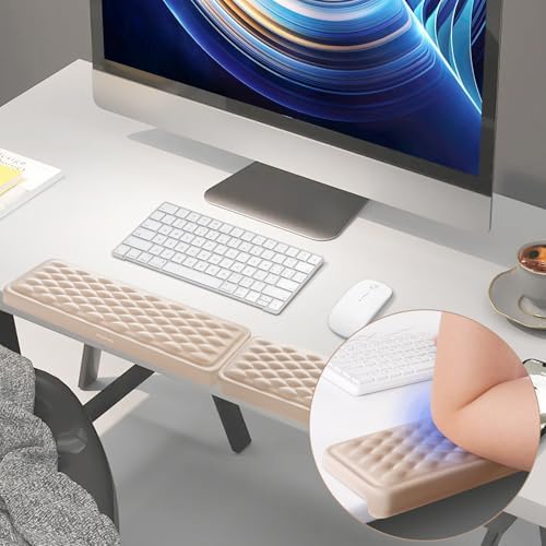 MOSISO Arm Rest for Desk, L-Shaped Desk Elbow Pad for Desk, Apricot