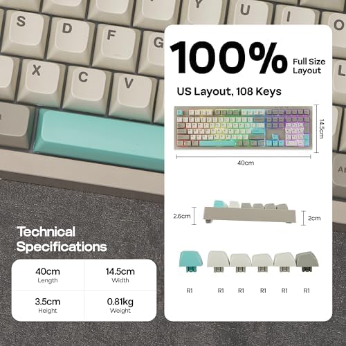 MechLands Aula S102 Membrane Gaming Keyboard w/Number Pad, 100% Full Size