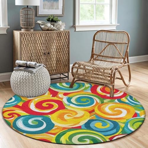 Circular Rugs Large Modern Round Area Rug Fashion Decor Mat for Home Office Colorful Candy