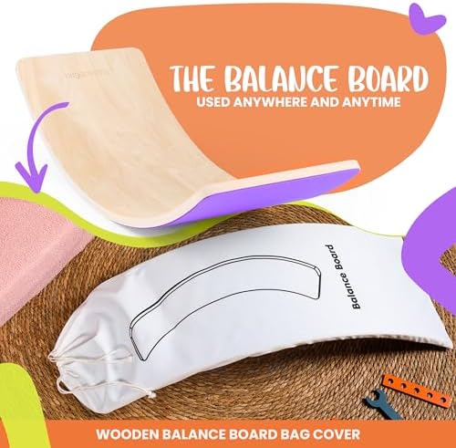 Ultimate Wooden Wobble Balance Board for Kids by bagacootha – Wooden Toddler Toys & Kids Rocker for Endless Play & Imagination | 32" Wobble Balance Board with Felt Base.