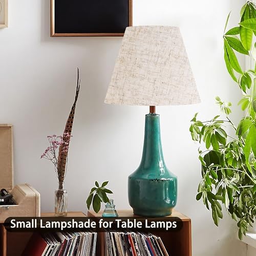 GO&SO Small Mini Oatmeal Linen Lamp Shades Set of 2,5"×9"×6.4" Beige Bell