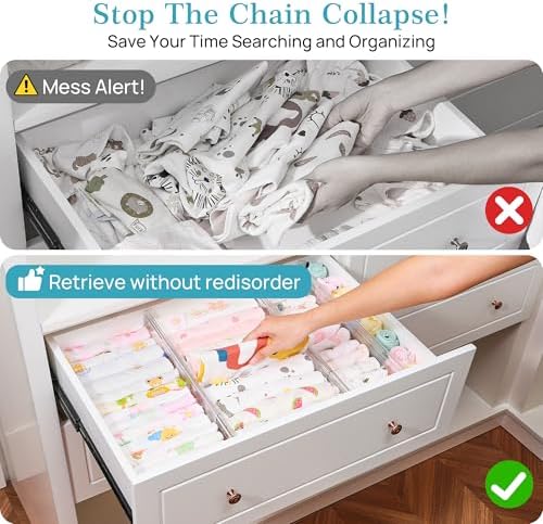 Vtopmart 4" Regular Upgrade Drawer Dividers for Clothes, 12.8"-22.3" 4 Pack