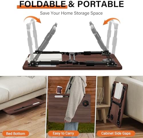 Lap Desk for Bed Adjustable Height with USB Port 23.6" x15.7" Desktop