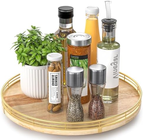AMH 13-Inch Farmhouse Oak Lazy Susan Cabinet Organizer