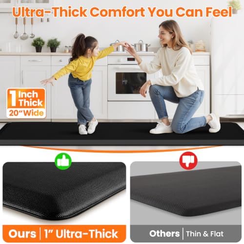 1-Inch Thick Anti-Fatigue Mat for Kitchen and Standing Desk,20"x94.5",Black