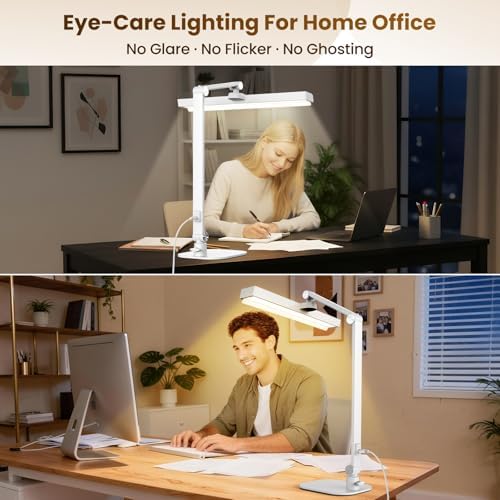 LIONVISON Desk Lamps for Home Office: Dimmable Eye-Caring LED Desk Light