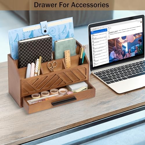 Desk Organizer with Drawer, Countertop Bill Mail Organizer and File Storage