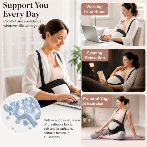 Pregnancy Belly Band, Pregnancy Support Belt, Black, XX-Large