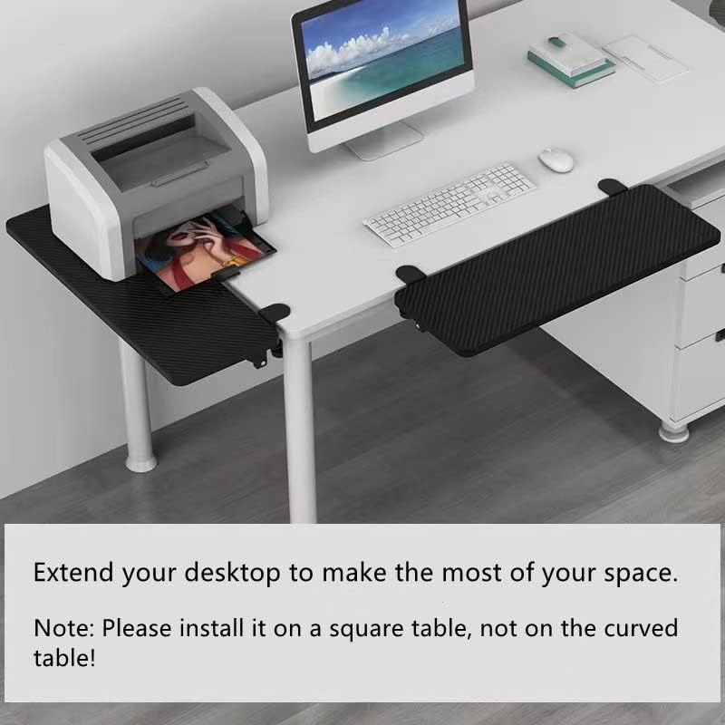 Desk Extender 25.2" x 9.45" Ergonomic Computer Table Extension Arm Support Collapsible Keyboard Tray for Square Tabletop - Carbon Fiber