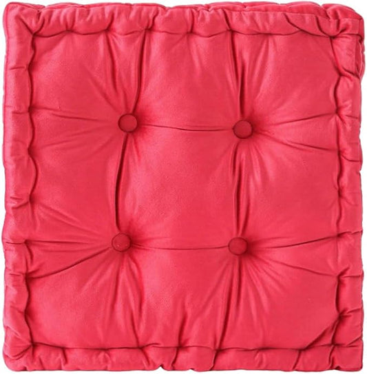 vctops Chair Cushion for Dining Chair, Soft Velvet Square Seat Cushion with Ties Cozy Indoor Chair Pad Cushion for Office Kitchen Dining Room (Bright Red,16"x16")