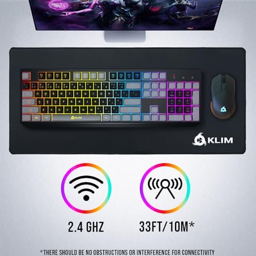 KLIM Wireless Gaming Keyboard RGB - Rechargeable Water-Resistant Backlit