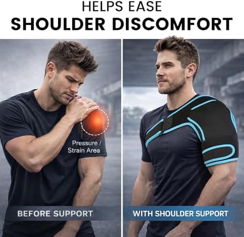 Shoulder Brace with Reusable Hot Cold Gel Pack, Rotator Cuff Support, S