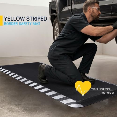FEATOL Anti Fatigue Mat Industrial, Ergonomic Standing Floor Mat for Work for Stand, Safety Support for Leg & Back Pain(White Border,17" x 24",1PC)