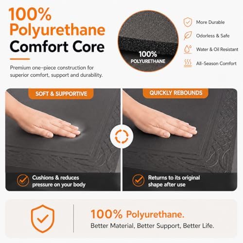 24 x 60 Inch Extra Support Anti Fatigue Comfort Kitchen Mat, Waterproof Long Kitchen Runner, Non-Slip Standing Desk Mat, Commercial Pads for Offices, Home, Garages (Bordeaux Grey, 24'' x 60'')