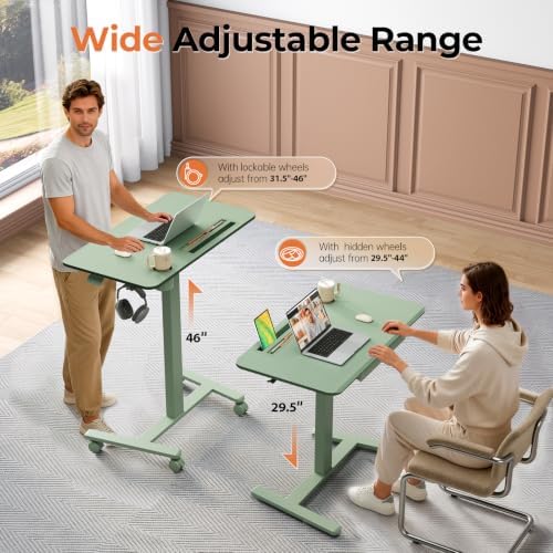 Mobile Standing Desk with Drawer, 35"×20" Small Laptop Desk
