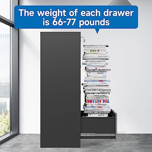 BYNSOE 4 Drawer File Cabinet with Lock Metal Vertical Filing Cabinet Office Home Lateral File Cabinet for A4 Legal/Letter Size,Assembly Required