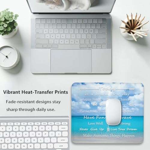 Inspirational Quote Tropical Beach Mouse Pad, Today is A New Day Desk Mat