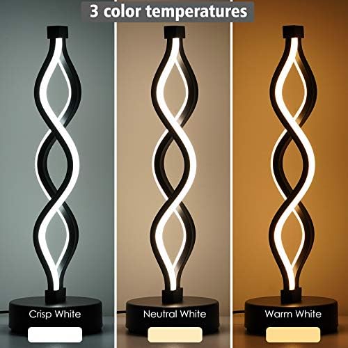 NUÜR Black Infinity Spiral LED Table Lamp, Dimmable Bedside Lamp