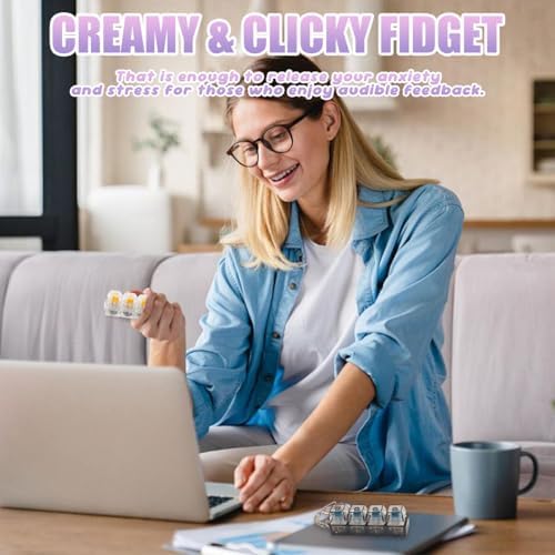 2 Pcs LED Keyboard Fidget Toy, Clicky & Creamy Fidget Clicker Keychain