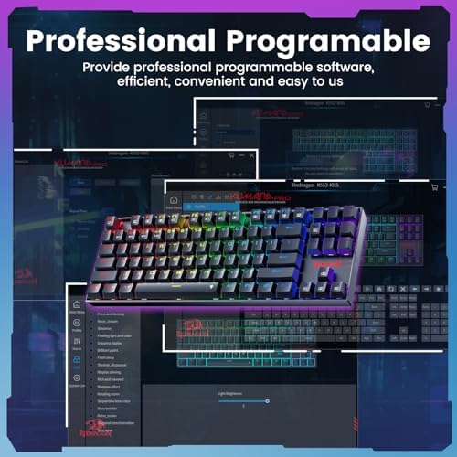 Redragon Wireless Gaming Keyboard, BT/2.4Ghz Tri-Mode Mechanical Keyboard, buit-in Battery, Programmable 87 Keys TKL, LED Rainbow Backlit - K552-KRS