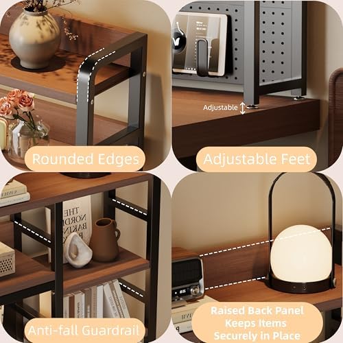 Desktop Hutch Bookshelf, 4-Tier Metal Desk Shelf for Top of Desk