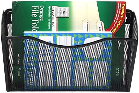 EASEPRES 3 Single Pocket Mesh Hanging File Organizer, Vertical Wall Mounted Magazine File Holder, Mount Basket Mail Paper Document Folder Organizing for Office, Home and School, Black
