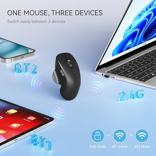 Uiosmuph Mini Wireless Bluetooth Mouse for Travel, Silent Small Mouse Black