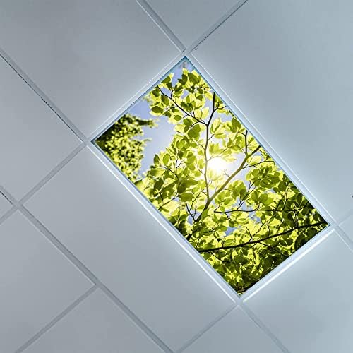 Fluorescent Light Cover Decorative Ceiling Light Filters,Leaves Pattern,for Classroom Office Hospitals Home Ceiling Decorative,2ft x 4ft,Green