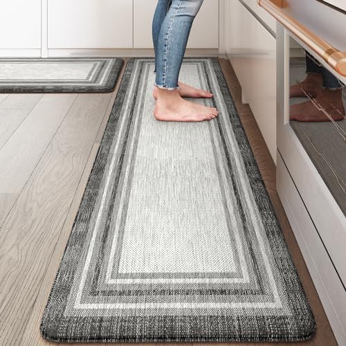 KIMODE Anti Fatigue Kitchen Mats,Non Slip Farmhouse Kitchen Rugs Sets of 2