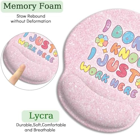 LIMKRIAN Pink Ergonomic Mouse Pad with Wrist Rest, Funny Gaming Mousepad Wrist Support with Non-Slip Pain Relief PU Base, Cute Computer Mouse Pads for Desk Pink Office Desk Accessories Decor Supplies